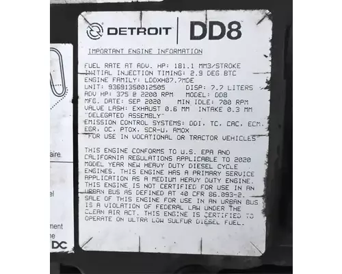 Detroit DD8 Engine Assembly