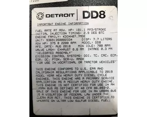 Detroit DD8 Engine Assembly