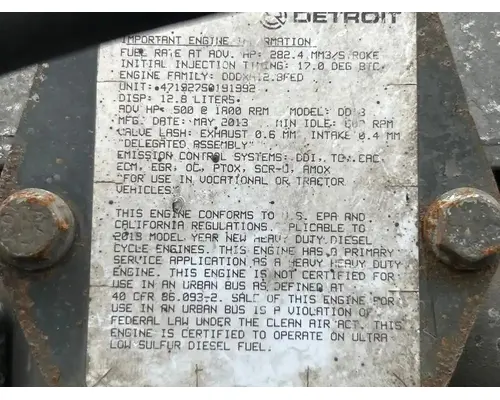 Engine Assembly Detroit DD13 Complete Recycling Group LLC