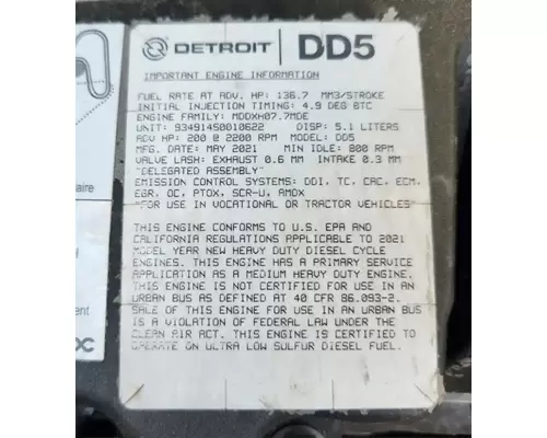Engine Assembly Detroit DD5 Complete Recycling Group LLC