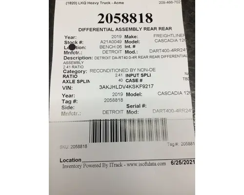 Differential Assembly (Rear, Rear) DETROIT RT40-NFDRR241 LKQ Western Truck Parts