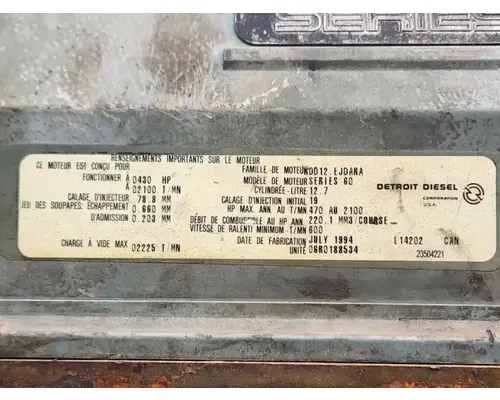 Detroit Series 60 Engine Assembly
