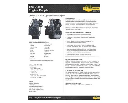 Deutz ENGINE COMPLETE Engine Assembly