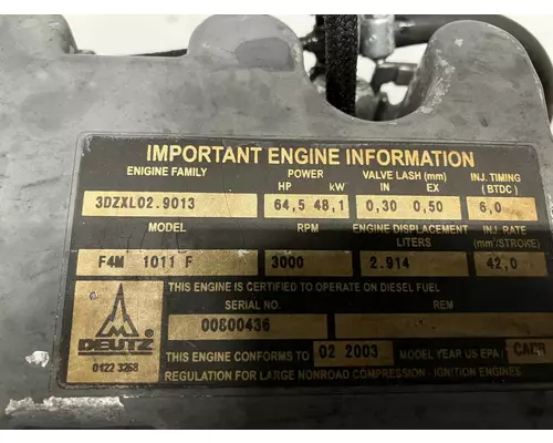 Deutz F4M1011F Engine Assembly