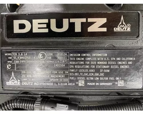 Deutz TCD3.6L4 Engine Assembly