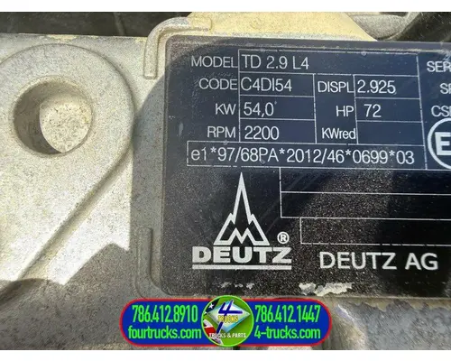 Deutz TD2.9L4 Engine Assembly
