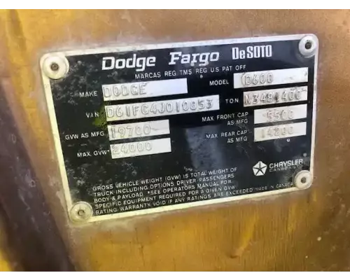 Dodge D600 Miscellaneous Parts