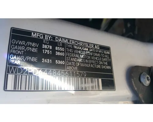 Dodge SPRINTER 2500 Miscellaneous Parts