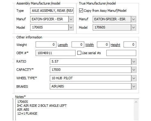 EATON-SPICER 17060S AXLE ASSEMBLY, REAR (REAR)