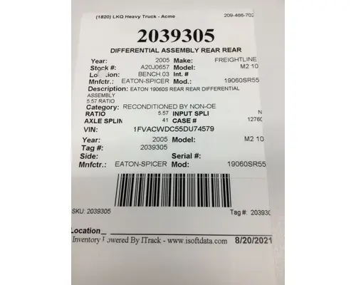 EATON-SPICER 19060SR557 DIFFERENTIAL ASSEMBLY REAR REAR