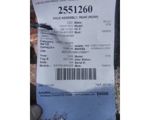 EATON-SPICER 19060S AXLE ASSEMBLY, REAR (REAR)