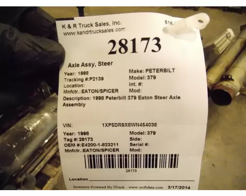 EATON/SPICER 379 Axle Assy, Steer