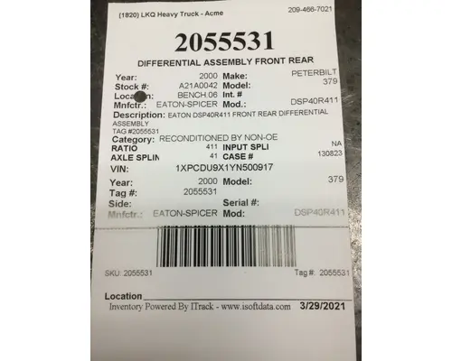 EATON-SPICER DSH40R342 DIFFERENTIAL ASSEMBLY FRONT REAR
