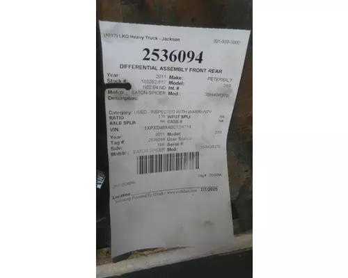 EATON-SPICER DSH40R370 DIFFERENTIAL ASSEMBLY FRONT REAR