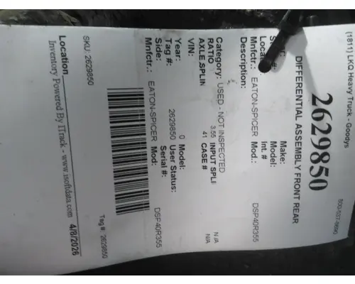 EATON-SPICER DSP40R355 DIFFERENTIAL ASSEMBLY FRONT REAR