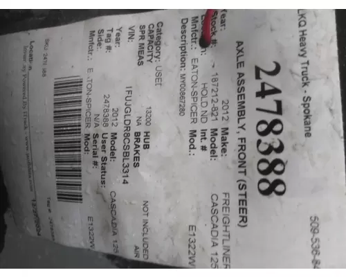 EATON-SPICER E1322W AXLE ASSEMBLY, FRONT (STEER)