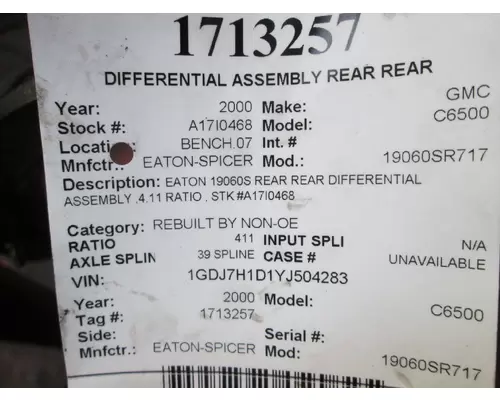 EATON-SPICER RS404R411 DIFFERENTIAL ASSEMBLY REAR REAR