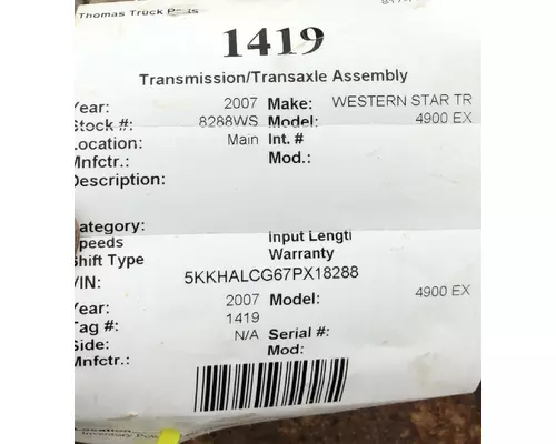 EATON 4900 EX TransmissionTransaxle Assembly