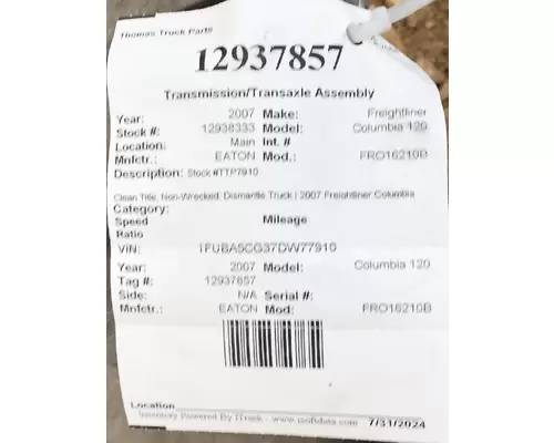 EATON FRO16210B TransmissionTransaxle Assembly