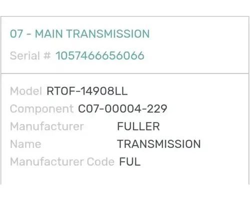 Eaton/Fuller RTOF14908LL Transmission Assembly