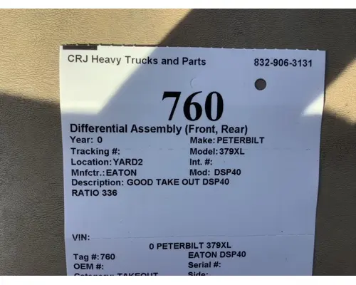 Differential Assembly (Front, Rear) EATON DSP40 Crj Heavy Trucks And Parts