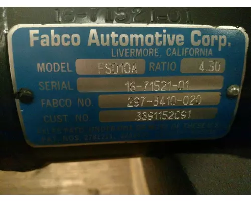 FABCO FSD-10A AXLE ASSEMBLY, FRONT (DRIVING)
