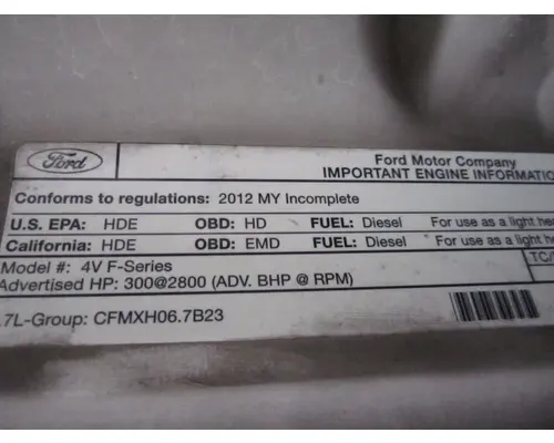 FORD 6.7L V8 DIESEL ENGINE ASSEMBLY