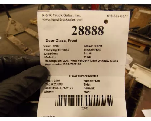 FORD F550 Door Glass, Front