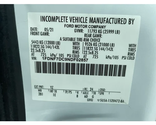 FORD F750 Vehicle For Sale