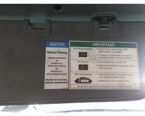 FREIGHTLINER CASCADIA 113 2018UP INTERIOR SUN VISOR