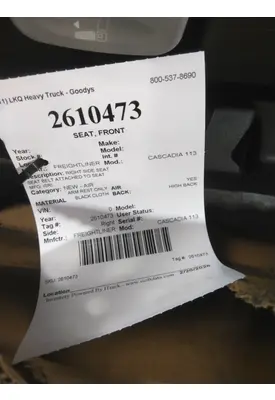 FREIGHTLINER CASCADIA 113 SEAT, FRONT