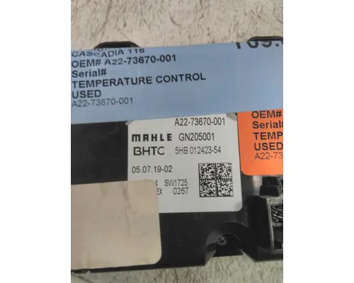 FREIGHTLINER CASCADIA 116 TEMPERATURE CONTROL