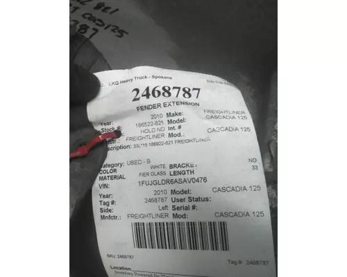 FREIGHTLINER CASCADIA 125 FENDER EXTENSION