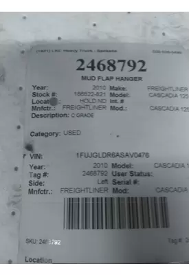 FREIGHTLINER CASCADIA 125 MUD FLAP HANGER