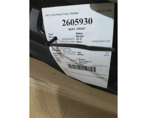 FREIGHTLINER CASCADIA 125 SEAT, FRONT