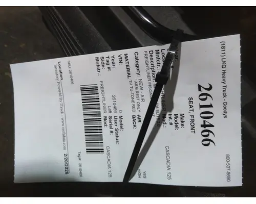 FREIGHTLINER CASCADIA 125 SEAT, FRONT