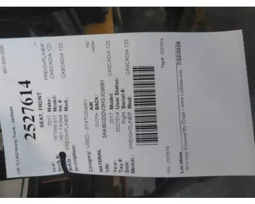 FREIGHTLINER CASCADIA 125 SEAT, FRONT