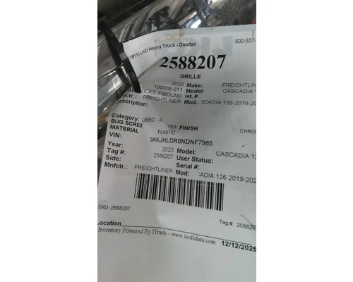 FREIGHTLINER CASCADIA 126 2019-2026 GRILLE