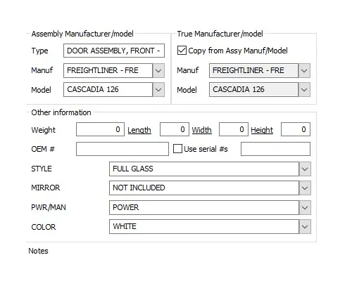 FREIGHTLINER CASCADIA 126 DOOR ASSEMBLY, FRONT