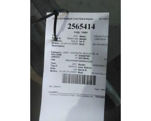 FREIGHTLINER CASCADIA 126 FUEL TANK