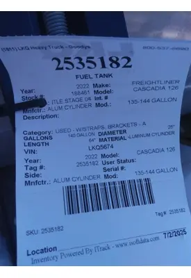 FREIGHTLINER CASCADIA 126 FUEL TANK