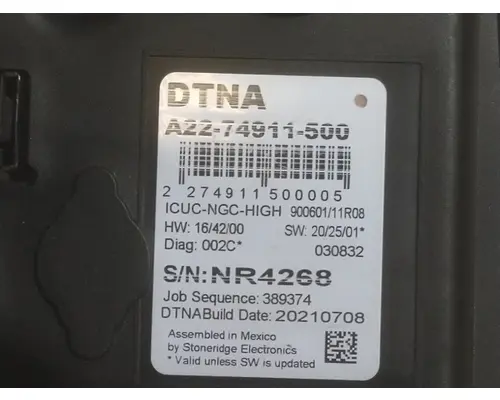 FREIGHTLINER CASCADIA 126 GAUGE CLUSTER