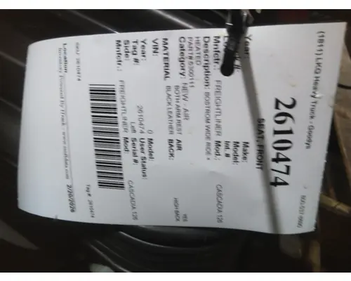 FREIGHTLINER CASCADIA 126 SEAT, FRONT