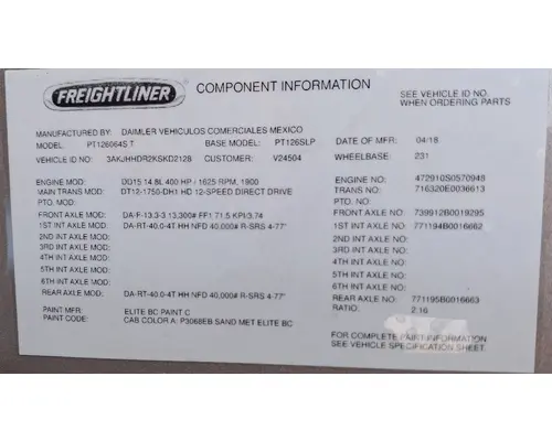 FREIGHTLINER CASCADIA Cab Assembly