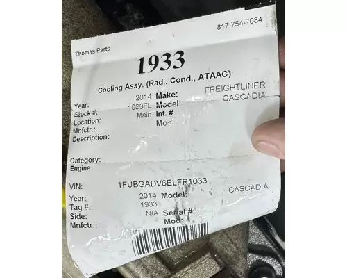FREIGHTLINER CASCADIA Cooling Assy. (Rad., Cond., ATAAC)