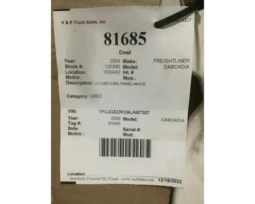 FREIGHTLINER CASCADIA Cowl