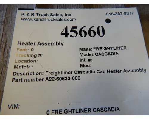 FREIGHTLINER CASCADIA Heater Assembly