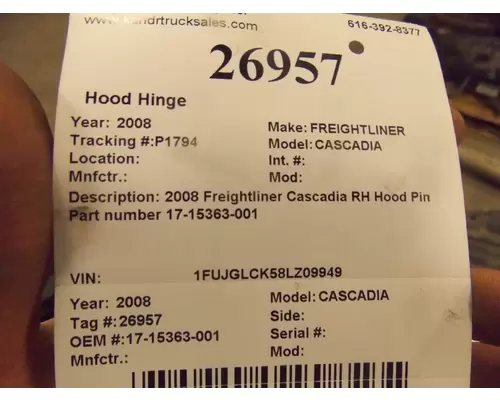 FREIGHTLINER CASCADIA Hood Misc Parts 