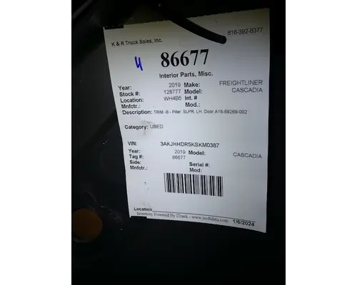 FREIGHTLINER CASCADIA Interior Miscellaneous Panels