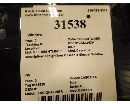 FREIGHTLINER CASCADIA Sleeper Window